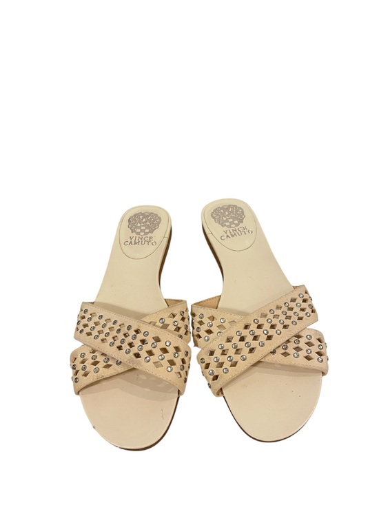 Vince Camuto Shoes - Vince Camuto Endana Ivory Studded Crisscross Slide Sandals Ivory